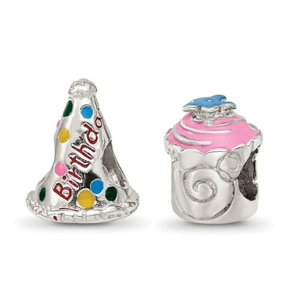 Sterling Silver Reflections Happy Birthday Boxed Bead Set